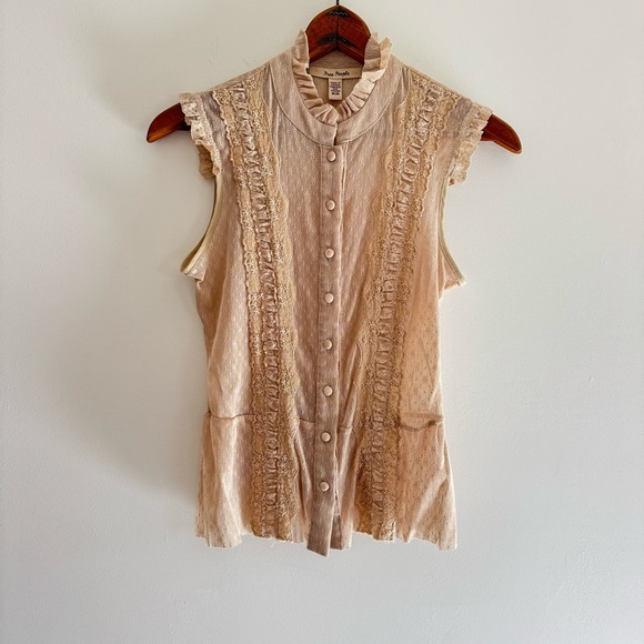 Free People Tops - Free People Lace Peplum Blouse Top Medium